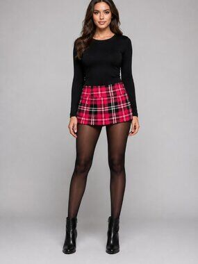 Pink Plaid Mini Skirt